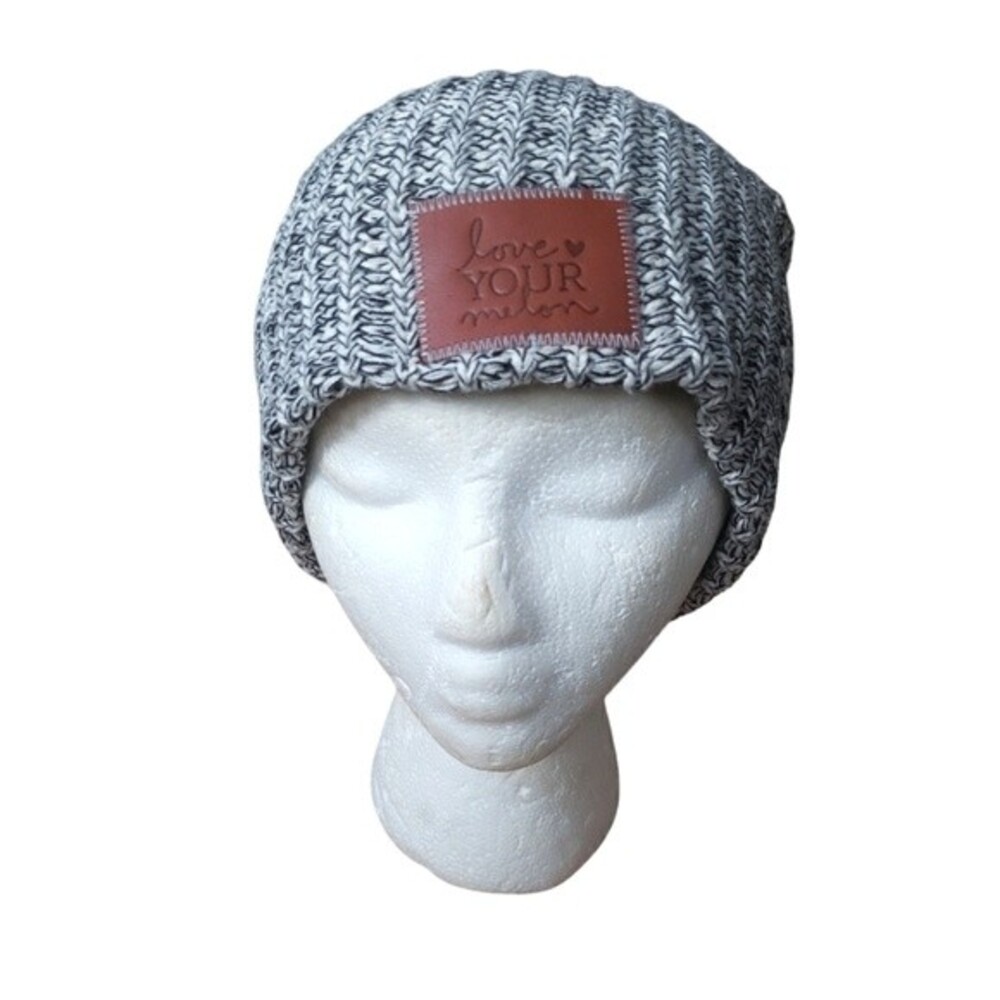 Love Your Melon Beanie Mens One Size Cotton Grunge Black White Speckled Indie